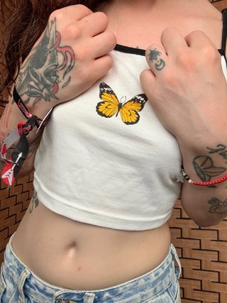 Crop top mariposa blanco