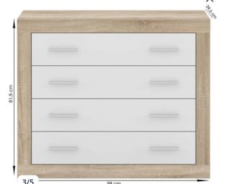 Cómoda 4 cajones madera y blanco