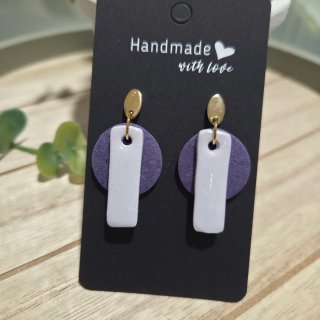 Pendientes artesanales morados y dorados