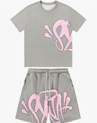 Conjunto Verano Hombre Algodón Gris/Rosa