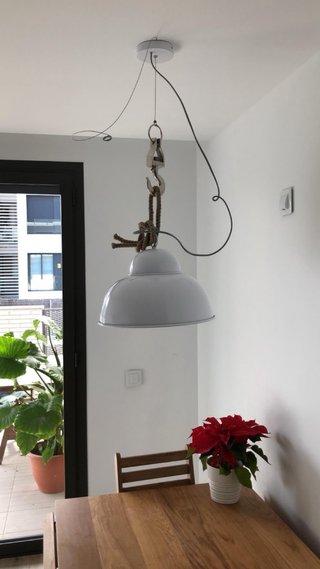 Lámpara colgante industrial metal blanca