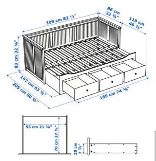 Diván IKEA HEMNES 80x200 con 3 cajones NEGOCIABLE
