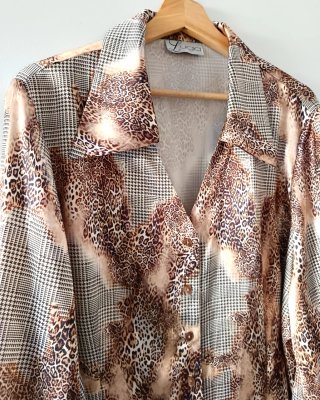 Blusa animal print leopardo y cuadros talla 58