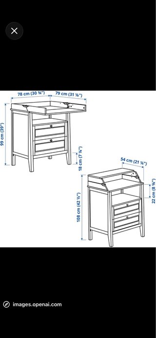 Cómoda IKEA SUNDVIK Blanca + Cambiador Bebé SKÖTSA