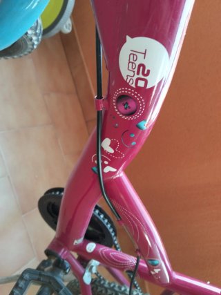 Bicicleta infantil rosa y azul