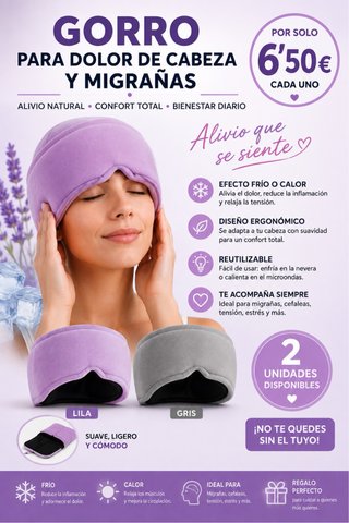 2 Gorros para dolor de cabeza y migrañas