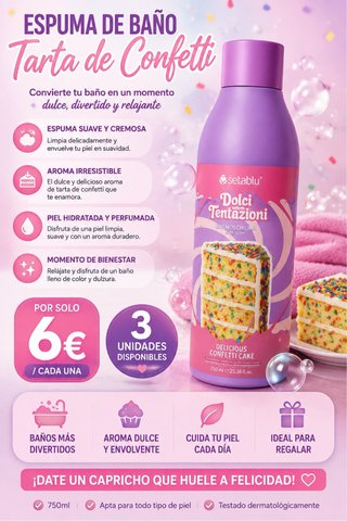 Setablu 3 Espumas de Baño Tarta de Confetti 750ml