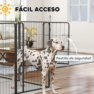Parque Perros 12 Paneles 100cm con Puertas Negro