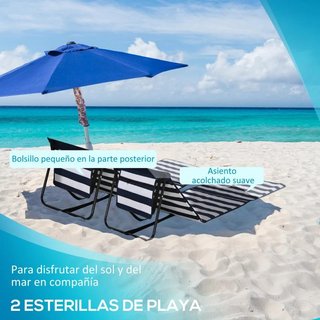 Set 2 Esterillas Playa Reclinables con Bolsa