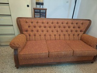 Sofá vintage tela y madera