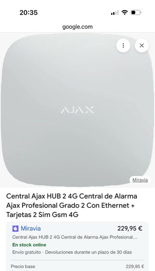 Central Ajax HUB 2 4G Nueva