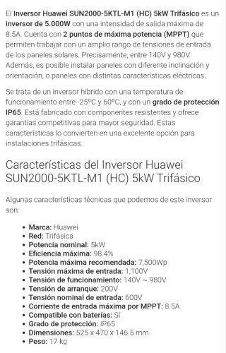 Inversor Huawei SUN2000-5KTL-M1 (HC) 5kW