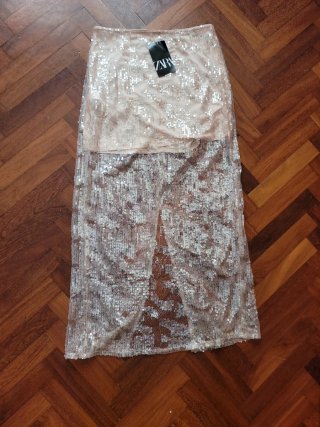 Falda Zara Lentejuelas Talla S