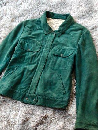 Chaqueta Biker Ante Mujer Verde
