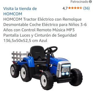 Tractor eléctrico infantil, batería  recargable