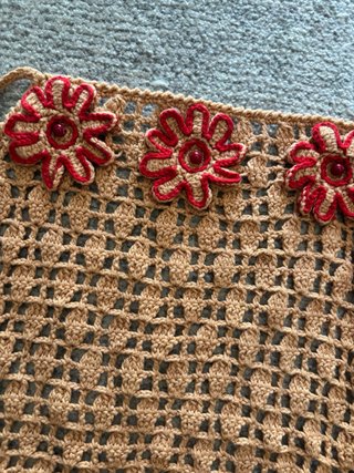 Top Crochê Flores Vermelhas Tamanho Único