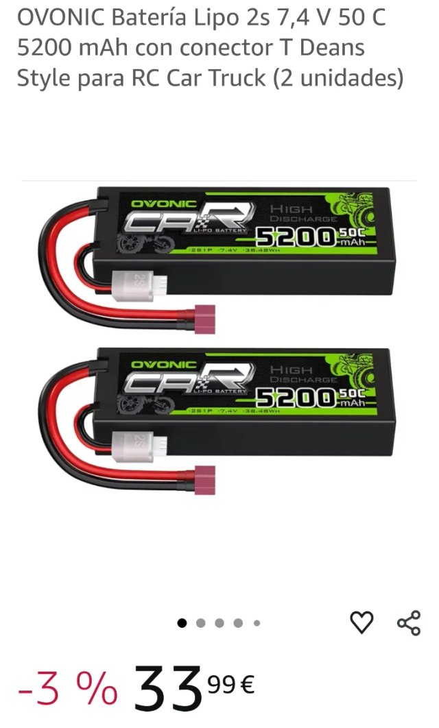 2x Baterías Lipo OVONIC 7.4V 5200mAh