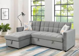 Sofá Cama Chaise Longue Gris