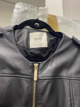Chaqueta cuero Mango cremallera dorada