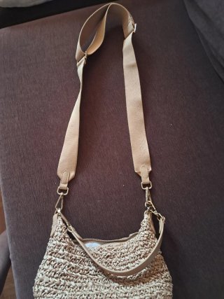 Bolso rafia bandolera beige/marrón