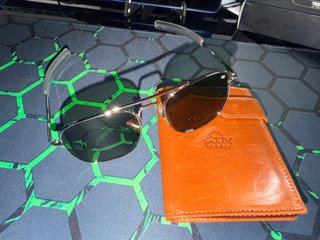Gafas Aviador AWGSEE + Cartera Piel Marrón