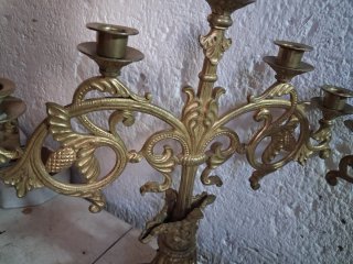 +100 AÑOS PAREJA CANDELABROS BRONCE B E
