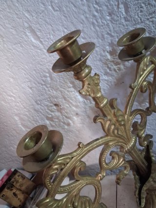 +100 AÑOS PAREJA CANDELABROS BRONCE B E