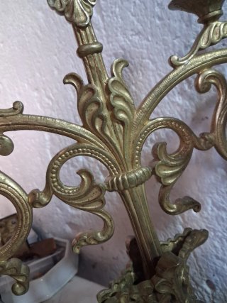 +100 AÑOS PAREJA CANDELABROS BRONCE B E