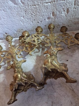+100 AÑOS PAREJA CANDELABROS BRONCE B E