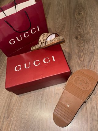 Chanclas Gucci GG Beige Canvas