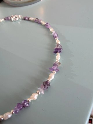 Collar Amatista y Perlas