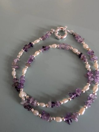 Collar Amatista y Perlas