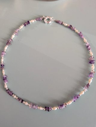 Collar Amatista y Perlas
