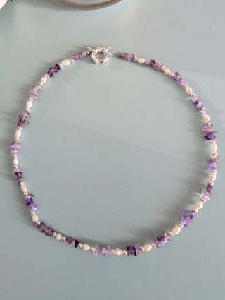 Collar Amatista y Perlas