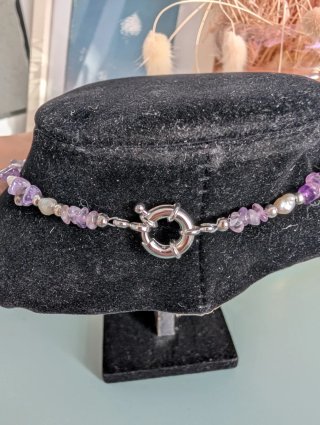 Collar Amatista y Perlas