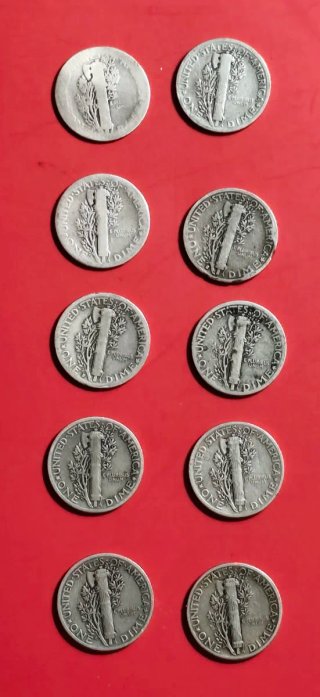 Lote 10 Monedas  Dime Plata USA