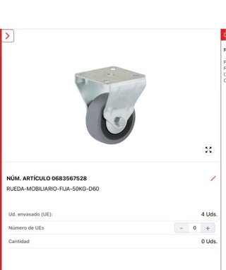Rueda Mobiliario Fija 50kg D60 16 ruedas