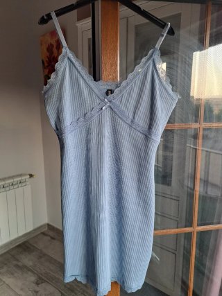 Vestido lencero azul elástico Talla M