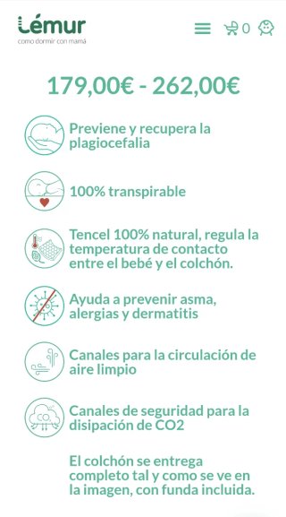 Colchón anti-plagiocefalia Lémur 60x120