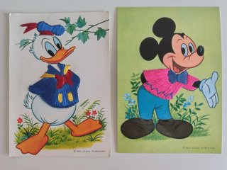 Lote postales bordadas Disney Mickey Donald