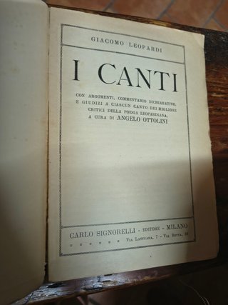 I canti di Giacomo Leopardi a cura di Ottonini
