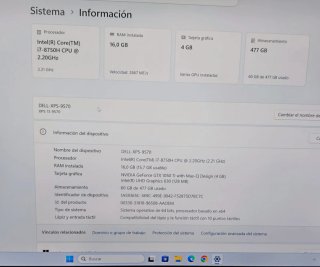 Portátil Dell XPS 9570 Táctil