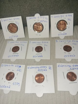 Lote 9 Monedas 1, 2 y 5 Céntimos España 1999 S/C