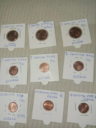 Lote 9 Monedas 1, 2 y 5 Céntimos España 1999 S/C