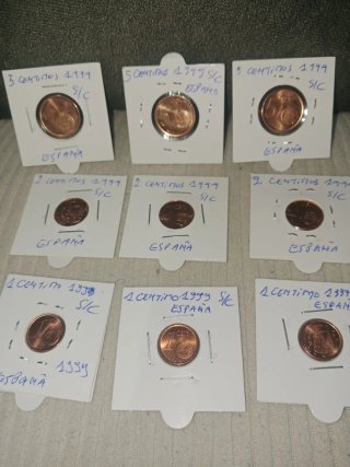 Lote 9 Monedas 1, 2 y 5 Céntimos España 1999 S/C