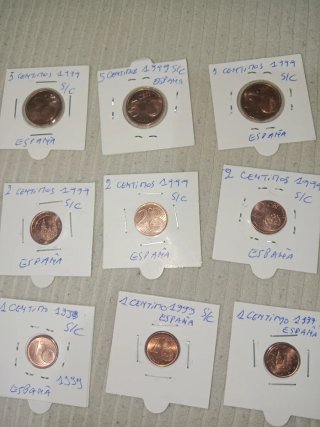 Lote 9 Monedas 1, 2 y 5 Céntimos España 1999 S/C