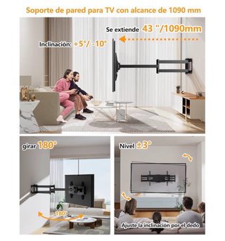 Soporte TV Pared Extensible Negro