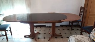 Mesa de comedor extensible madera y cristal 170 cm