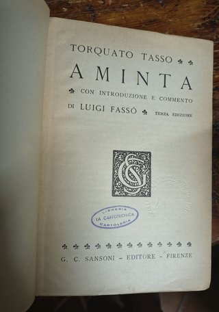 Libro Aminta di Torquato Tasso
