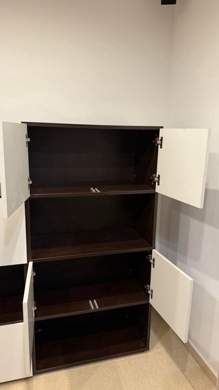 Mueble TV comedor modular blanco y marrón